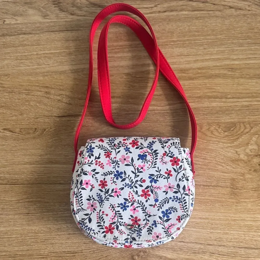 Tommy Hilfiger kid’s Adorable Cotton Floral Crossbody Bag with Red Strap NWOT